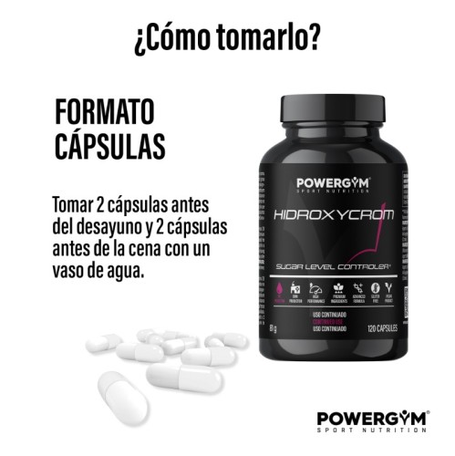 HIDROXYCROM · Efecto saciante · Fat Reduction · POWERGYM