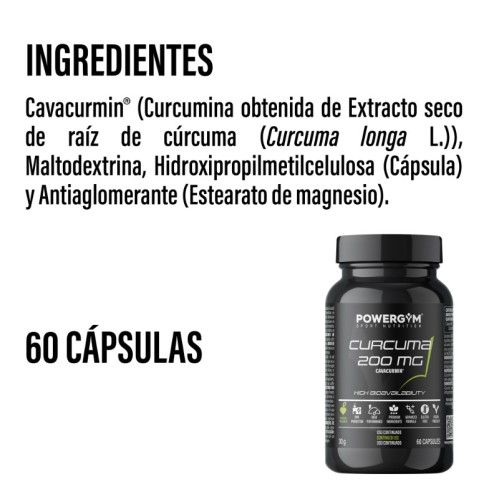 CURCUMA 200 mg · Antioxidant effect · Health & Wellness · POWERGYM