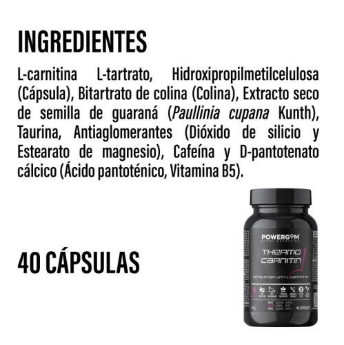 THERMOCARNITIN · Quemagrasas · Fat Reduction · POWERGYM