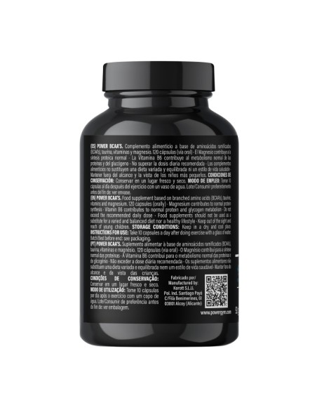 POWER BCAA's · Cápsulas · Síntesis de proteínas · Recovery · POWERGYM