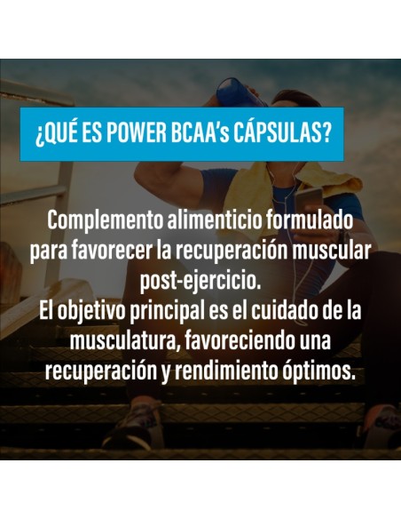 POWER BCAA's · Cápsulas · Síntesis de proteínas · Recovery · POWERGYM