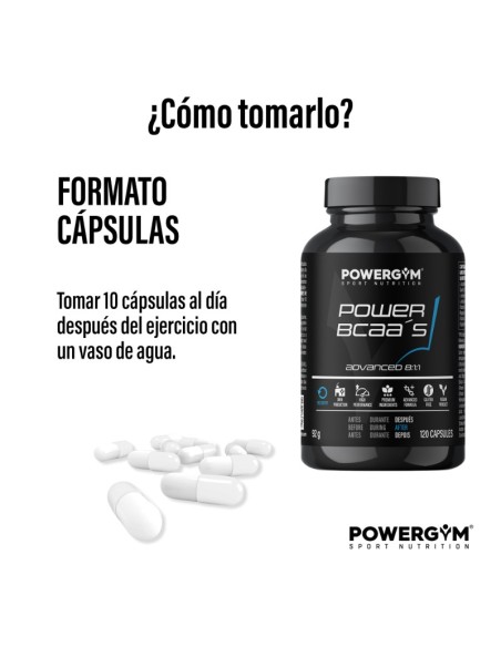 POWER BCAA's · Capsules · Protein synthesis · Recovery · POWERGYM