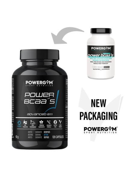 POWER BCAA's · Cápsulas · Síntesis de proteínas · Recovery · POWERGYM