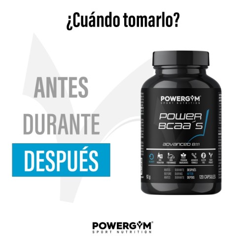 POWER BCAA's · Cápsulas · Síntesis de proteínas · Recovery · POWERGYM