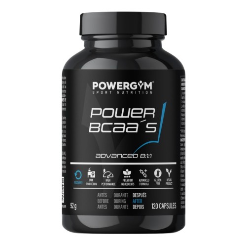 POWER BCAA's · Capsules · Protein synthesis · Recovery · POWERGYM