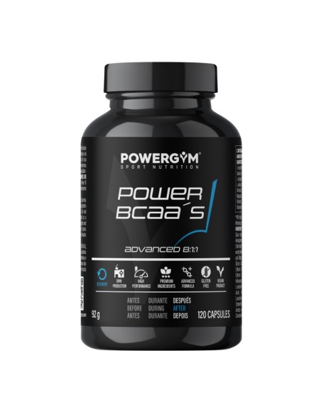 POWER BCAA's · Capsules · Protein synthesis · Recovery · POWERGYM
