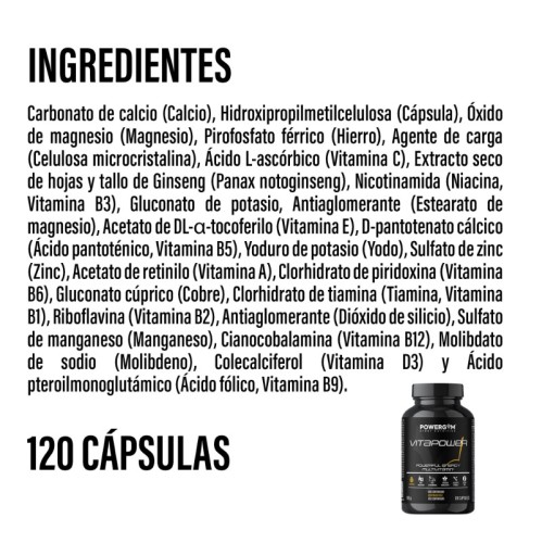 VITAPOWER · Vitaminas, minerales y ginseng · Endurance · POWERGYM
