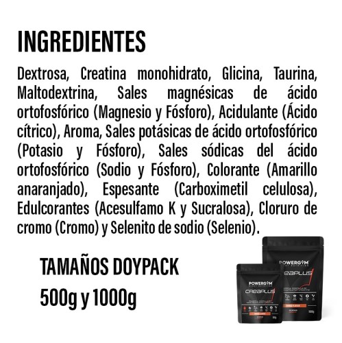 CREAPLUS · Creatina con fórmula mejorada · Muscle Building · POWERGYM