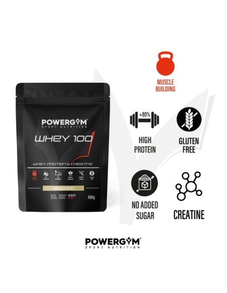 WHEY 100 · Protein with Creatine · Muscle Building · POWERGYM