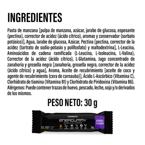 ENERGUMMY · Energía a base de carbohidratos · Endurance · POWERGYM