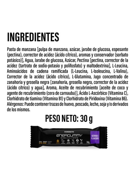 ENERGUMMY · Energía a base de carbohidratos · Endurance · POWERGYM
