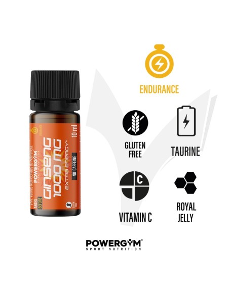 GINSENG 1000 mg · Energía sin cafeína · Endurance · POWERGYM