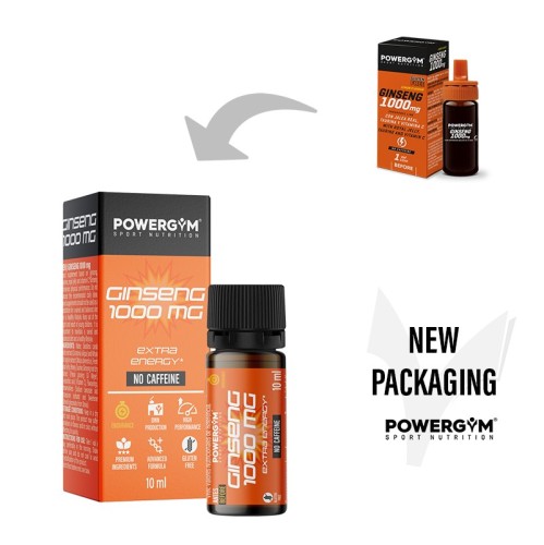 GINSENG 1000 mg · Energía sin cafeína · Endurance · POWERGYM
