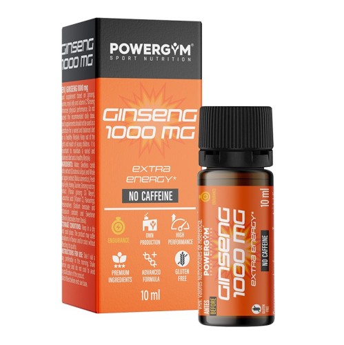 GINSENG 1000 mg · Energía sin cafeína · Endurance · POWERGYM