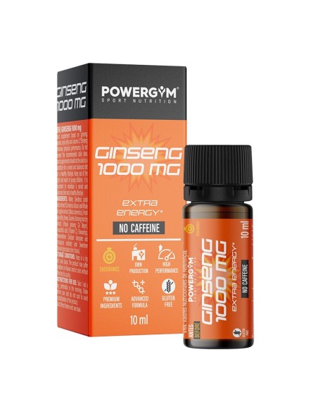 GINSENG 1000 mg · Energía sin cafeína · Endurance · POWERGYM