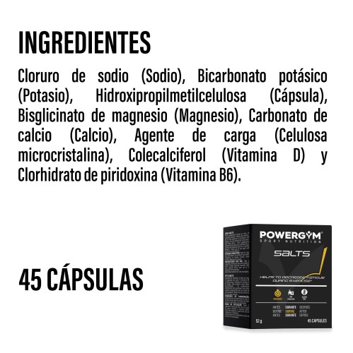 SALTS · Electrolyte balance · Endurance · POWERGYM